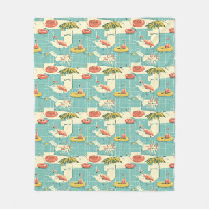 Retro-Flamingo-Poolside-Sommer-Muster (4) Fleecedecke