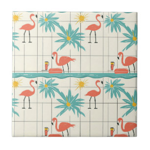 Retro-Flamingo-Poolside-Sommer-Muster (4) Fliese