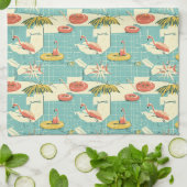 Retro-Flamingo-Poolside-Sommer-Muster (4) Geschirrtuch (Gefaltet)