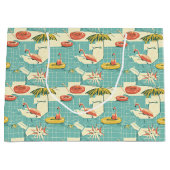 Retro-Flamingo-Poolside-Sommer-Muster (4) Große Geschenktüte (Vorderseite)