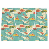 Retro-Flamingo-Poolside-Sommer-Muster (4) Große Geschenktüte (Rückseite)