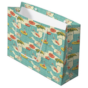 Retro-Flamingo-Poolside-Sommer-Muster (4) Große Geschenktüte