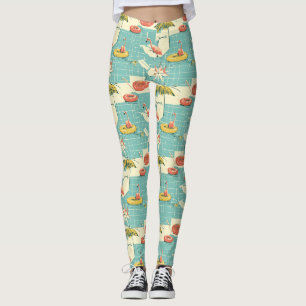 Retro-Flamingo-Poolside-Sommer-Muster (4) Leggings