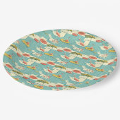 Retro-Flamingo-Poolside-Sommer-Muster (4) Pappteller (Schrägansicht)