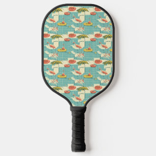 Retro-Flamingo-Poolside-Sommer-Muster (4) Pickleball Schläger