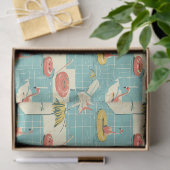 Retro-Flamingo-Poolside-Sommer-Muster (4) Seidenpapier (Geschenk)