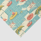 Retro-Flamingo-Poolside-Sommer-Muster (4) Seidenpapier (Detail)