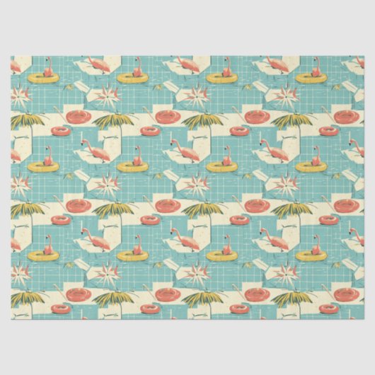 Retro-Flamingo-Poolside-Sommer-Muster (4) Seidenpapier (Vorderseite)