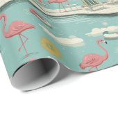 Retro-Flamingo-Poolside-Sommer-Muster (5) Geschenkpapier (Rolleneckpunkt)