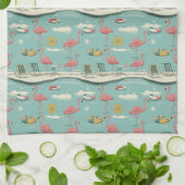 Retro-Flamingo-Poolside-Sommer-Muster (5) Geschirrtuch (Gefaltet)