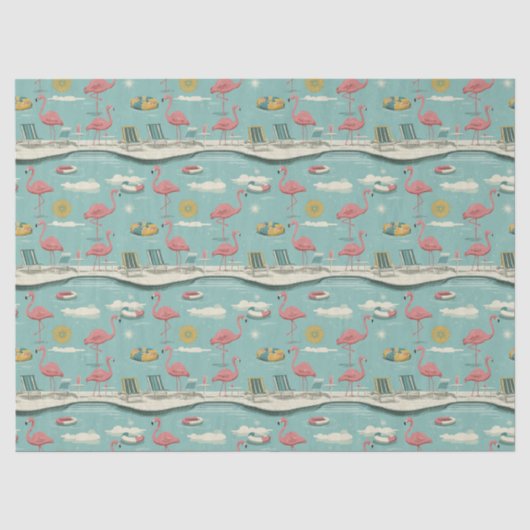 Retro-Flamingo-Poolside-Sommer-Muster (5) Seidenpapier (Vorderseite)
