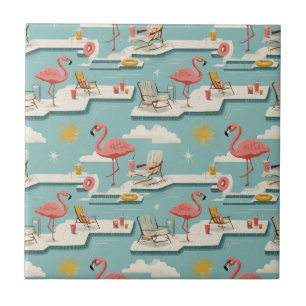 Retro-Flamingo-Poolside-Sommer-Muster (6) Fliese