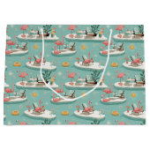 Retro-Flamingo-Poolside-Sommer-Muster (6) Große Geschenktüte (Vorderseite)