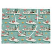 Retro-Flamingo-Poolside-Sommer-Muster (6) Große Geschenktüte (Rückseite)