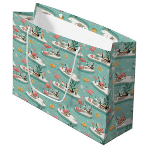 Retro-Flamingo-Poolside-Sommer-Muster (6) Große Geschenktüte