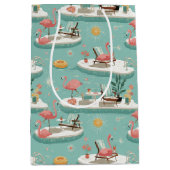 Retro-Flamingo-Poolside-Sommer-Muster (6) Mittlere Geschenktüte (Vorderseite)