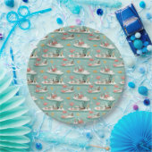 Retro-Flamingo-Poolside-Sommer-Muster (6) Pappteller (Party)