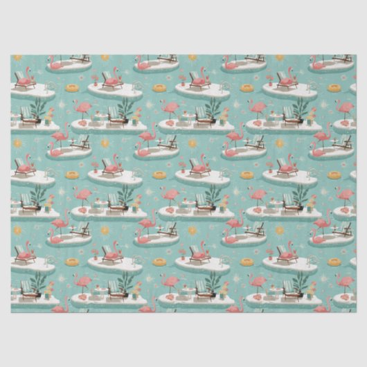 Retro-Flamingo-Poolside-Sommer-Muster (6) Seidenpapier (Vorderseite)