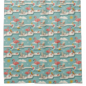 Retro-Flamingo-Poolside-Sommer-Muster (7) Duschvorhang (Vorderseite)