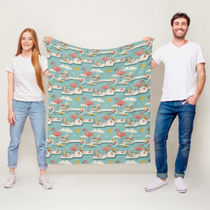 Retro-Flamingo-Poolside-Sommer-Muster (7) Fleecedecke