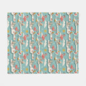 Retro-Flamingo-Poolside-Sommer-Muster (7) Fleecedecke (Vorderseite (Horizontal))