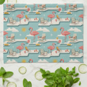 Retro-Flamingo-Poolside-Sommer-Muster (7) Geschirrtuch (Gefaltet)