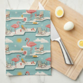 Retro-Flamingo-Poolside-Sommer-Muster (7) Geschirrtuch (Viertel Falte)