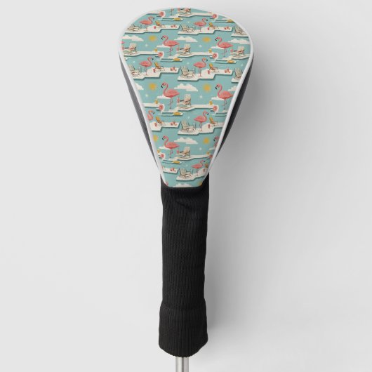Retro-Flamingo-Poolside-Sommer-Muster (7) Golf Headcover (Vorderseite)