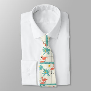 Retro-Flamingo-Poolside-Sommer-Muster (7) Krawatte