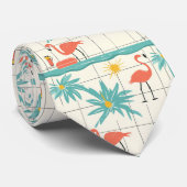 Retro-Flamingo-Poolside-Sommer-Muster (7) Krawatte (Gerollt)