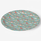 Retro-Flamingo-Poolside-Sommer-Muster (7) Pappteller (Schrägansicht)