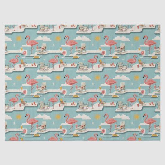 Retro-Flamingo-Poolside-Sommer-Muster (7) Seidenpapier (Vorderseite)