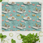 Retro-Flamingo-Poolside-Sommer-Muster (8) Geschirrtuch (Gefaltet)