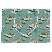 Retro-Flamingo-Poolside-Sommer-Muster (8) Große Geschenktüte (Vorderseite)