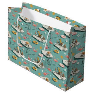 Retro-Flamingo-Poolside-Sommer-Muster (8) Große Geschenktüte