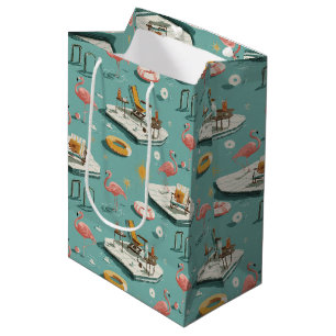 Retro-Flamingo-Poolside-Sommer-Muster (8) Mittlere Geschenktüte