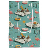 Retro-Flamingo-Poolside-Sommer-Muster (8) Mittlere Geschenktüte (Rückseite)