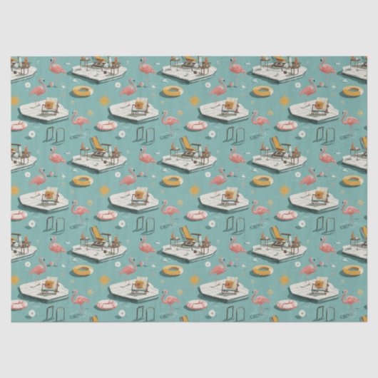 Retro-Flamingo-Poolside-Sommer-Muster (8) Seidenpapier (Vorderseite)