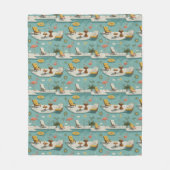 Retro-Flamingo-Poolside-Sommer-Muster (9) Fleecedecke (Vorderseite)