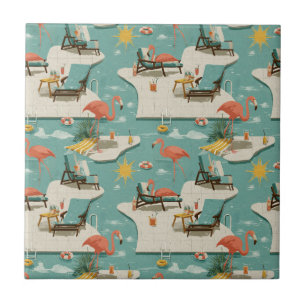 Retro-Flamingo-Poolside-Sommer-Muster (9) Fliese