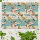 Retro-Flamingo-Poolside-Sommer-Muster (9) Geschirrtuch (Gefaltet)
