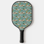 Retro-Flamingo-Poolside-Sommer-Muster (9) Pickleball Schläger (Rückseite)