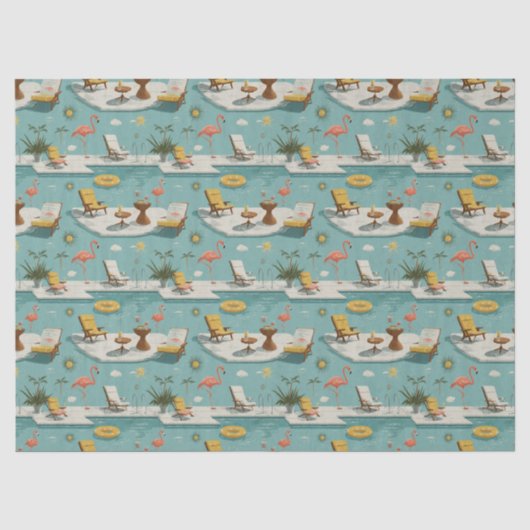 Retro-Flamingo-Poolside-Sommer-Muster (9) Seidenpapier (Vorderseite)