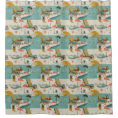 Retro Flamingo Poolside Summer Pattern (10) Duschvorhang (Vorderseite)