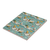 Retro Flamingo Poolside Summer Pattern (10) Fliese (Seite)