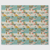 Retro Flamingo Poolside Summer Pattern (10) Geschenkpapier (Flach)
