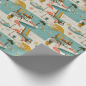 Retro Flamingo Poolside Summer Pattern (10) Geschenkpapier (Ecke)
