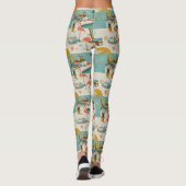 Retro Flamingo Poolside Summer Pattern (10) Leggings (Rückseite)