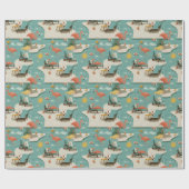 Retro Flamingo Poolside Summer Pattern (11) Geschenkpapier (Flach)