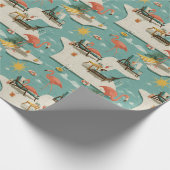 Retro Flamingo Poolside Summer Pattern (11) Geschenkpapier (Ecke)